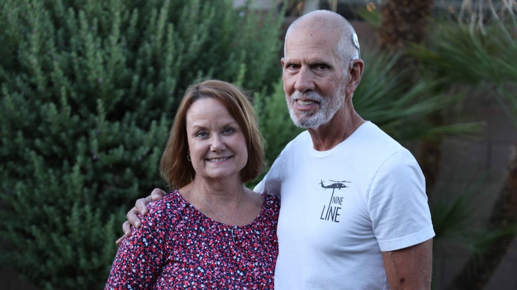 Thomas and Pamela Campbell, of Arizona. Thomas had a cochlear implant to restore hearing. 