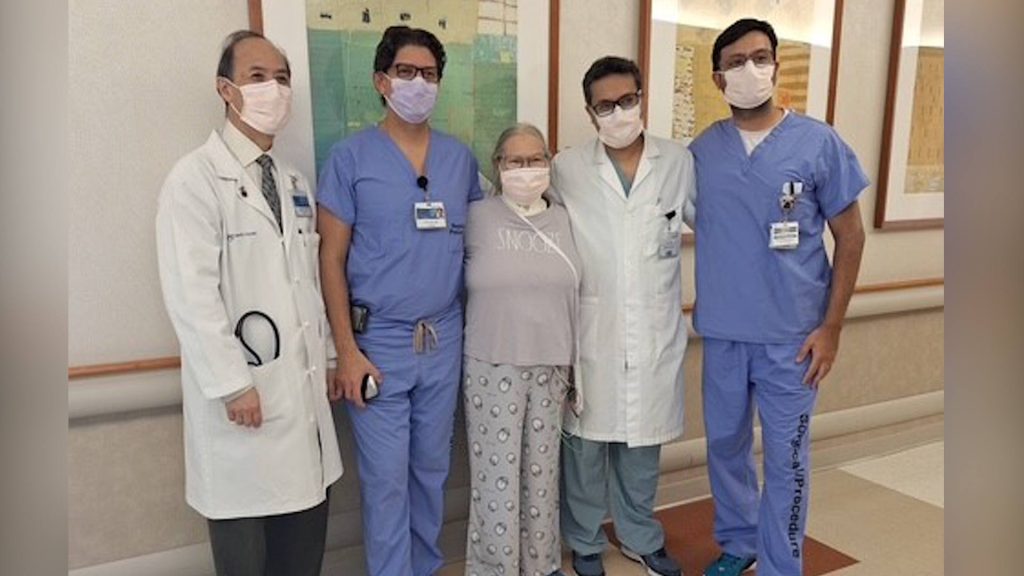 Sue Baker with members of her Mayo Clinic care team - where she had a Heart After Liver Transplant with a Domino Liver or HALT-D