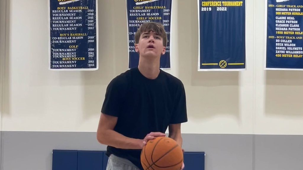 Roman Solheim on the basketball court, Mayo Clinic patient
