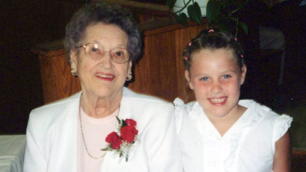 Tailor Hofman with her great-grandmother, Anne Hansen, in 2002 whose diagnosis with cancer inspired Tailor's career.