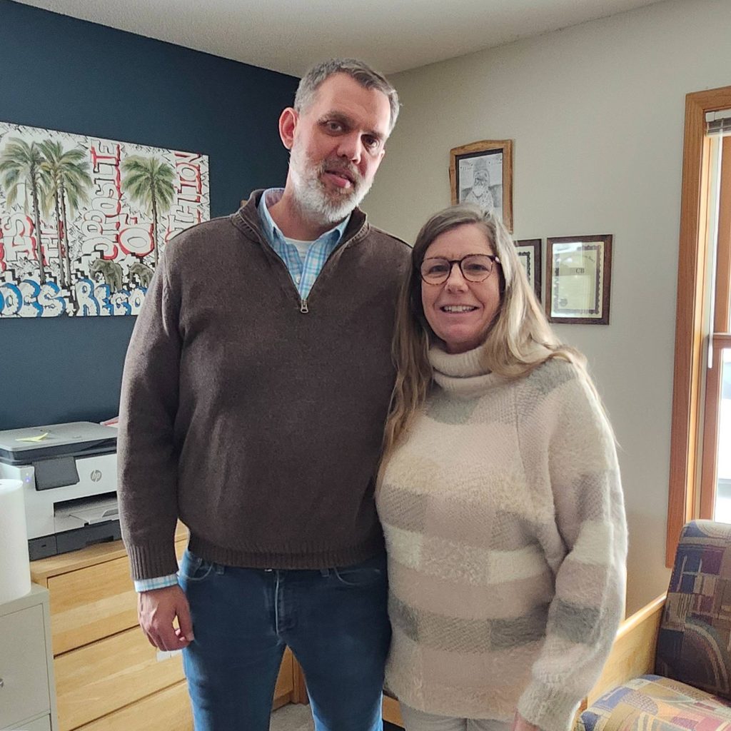 Caption: Cedric Weathersbee with Cheryl Laugen, his peer support specialist